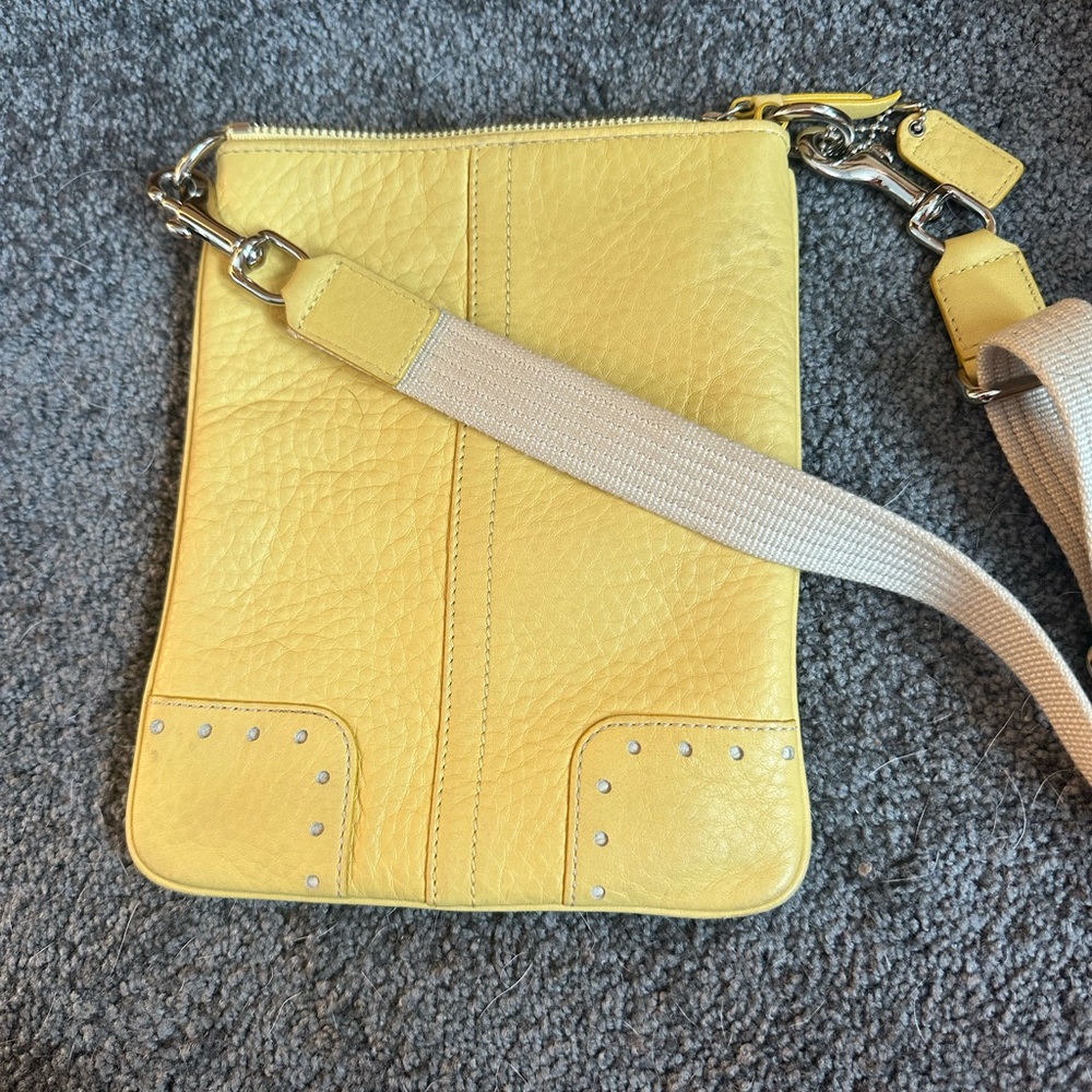Yellow Leather Crossbody Coach Bag